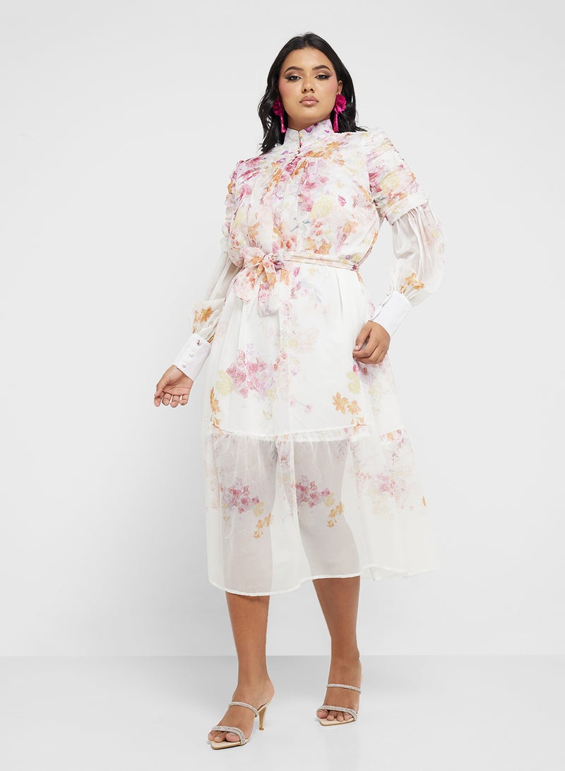 Khizana Floral Chiffon Midi Dress - Image 4
