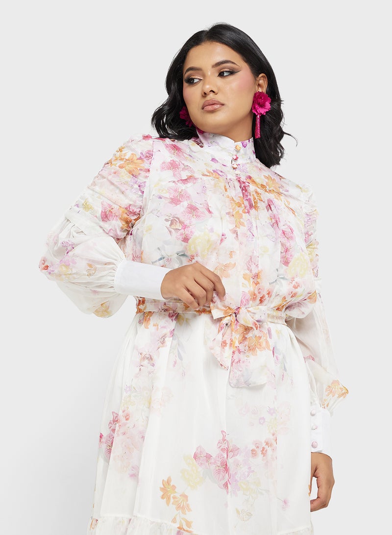 Khizana Floral Chiffon Midi Dress - Image 3