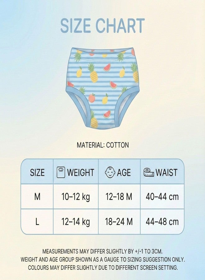Bembika Baby Training Pant Soft Cotton Reusable Potty Training Pants For Kids Leak-Resistant, Padded Underwear For Babies To Support Diaper Free Transition (M Size For 12-18 Months Pack Of 2) - Image 5