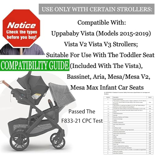 Henkgo Upper Adapter Compatible with UPPAbaby Vista and Vista V2 and Vista V3 StrollersBassinet Toddler Seat Aria Mesa V2 or Mesa Max InfantSecure Car Seats Accessories 1Set2 Pcs Stroller Hooks - Image 3