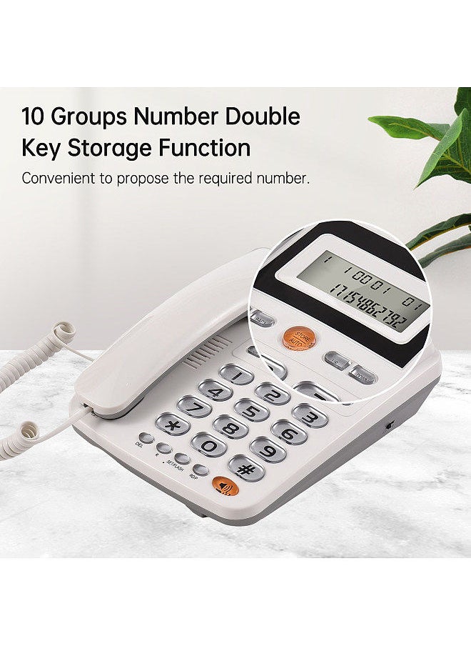 Desktop Corded Landline Phone Big Button Corded Telephone for Elderly Seniors Phone with LCD Display Flash/ Redial/ Hands Free Functions Dual Ports for the Switch