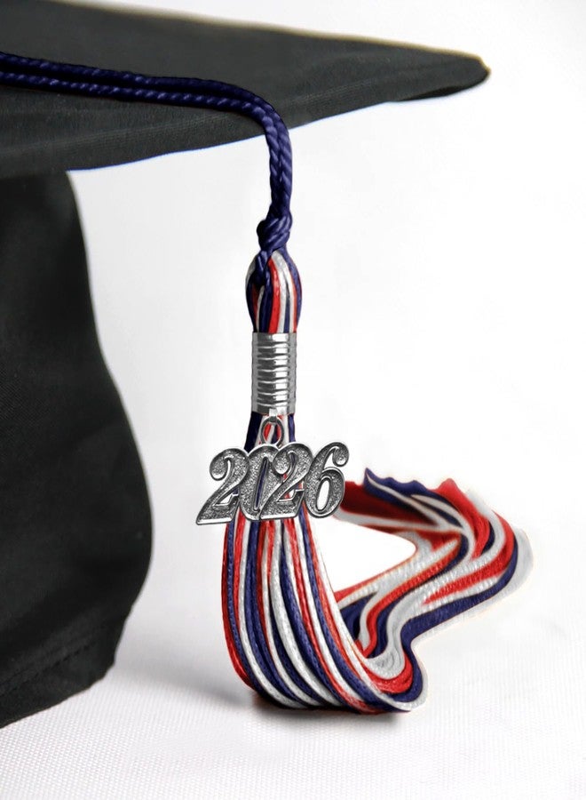 Endea Graduation Mixed Triple Color Tassel with Silver Date Drop (Navy Blue/Red/White, 2026) - Image 4