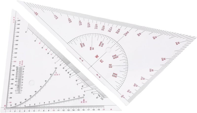 NOENNULL Large Acrylic Triangle Ruler with Precise Scale for Drawing Boats and Ships, 405mm Protractor Set for Distance Measurement - Image 1