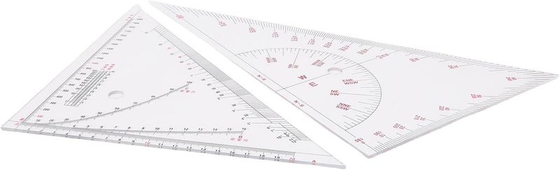 NOENNULL Large Acrylic Triangle Ruler with Precise Scale for Drawing Boats and Ships, 405mm Protractor Set for Distance Measurement - Image 2