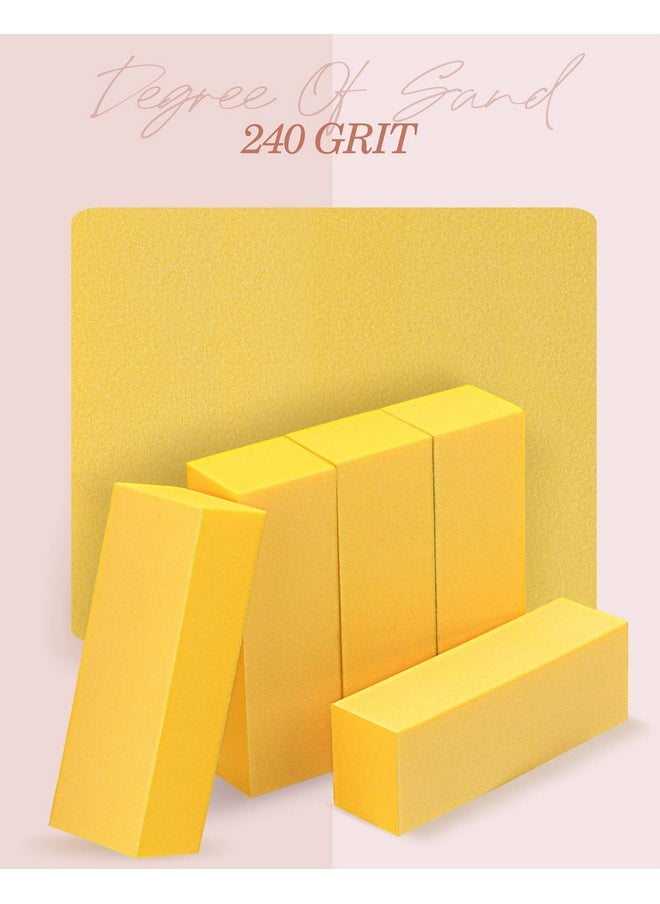 MARYTON - Nail Buffer Fine Grit Finishing Block 240 Grit Professional Yellow Buffing Blocks For Natural Nails Buff Nails Prior To Application Of Gel Polish Nail Lacquer 5 Count - Image 1