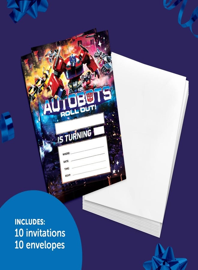 Desert Cactus Transformers Happy Birthday Invitations Invites Cards 10 Count With Envelopes Boys Girls Kids Party (Style A) - Image 2