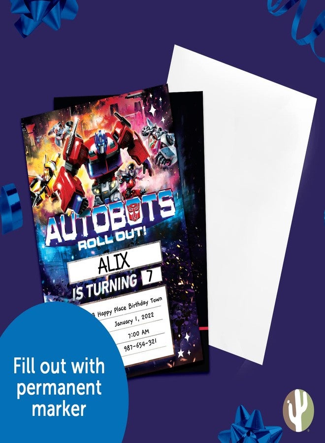 Desert Cactus Transformers Happy Birthday Invitations Invites Cards 10 Count With Envelopes Boys Girls Kids Party (Style A) - Image 5