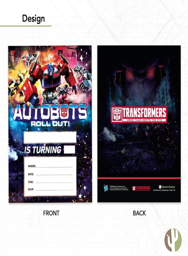 Desert Cactus Transformers Happy Birthday Invitations Invites Cards 10 Count With Envelopes Boys Girls Kids Party (Style A) - Image 4