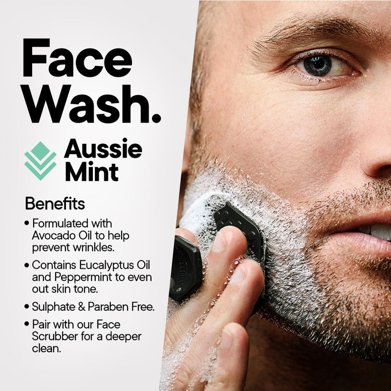 TOOLETRIES Hydrating Menâ€™s Face Wash - Aussie Mint Scent - Sulphate Free, Paraben Free - Moisturising with Peppermint & Avocado Oil - Naturally Foaming, Deep Cleansing - 150ml - Image 3