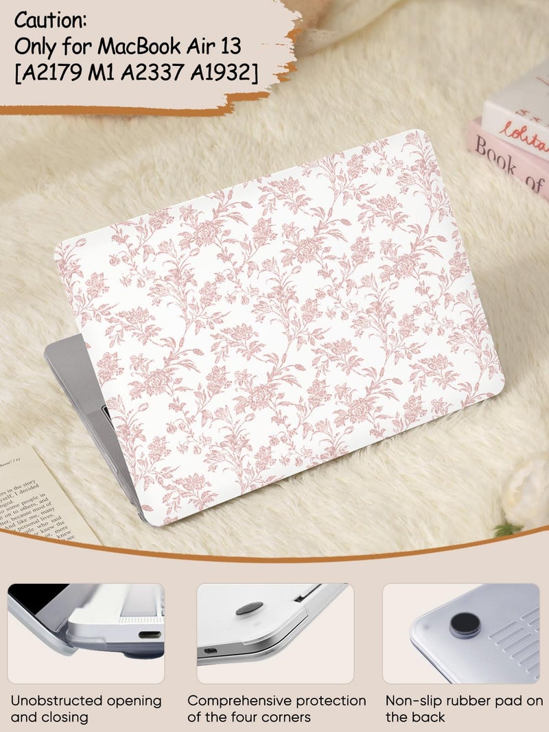 Seorsok Compatible with MacBook Air 13 Inch Case 2022 2021 2020-2018 Release A1932 A2179 M1 A2337 Touch ID,Elegant Sage Pink Flower Plastic Hard Shell Case with Keyboard Cover,Blooming Floral - Image 4