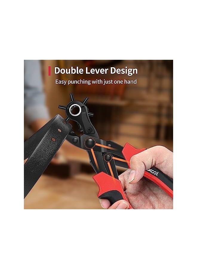 PROMASS Revolving Punch Plier Kit, Leather Hole Punch Set for Belts, Watch Bands, Straps, Dog Collars, Saddles, Shoes, Fabric, DIY Home or Craft Projects, Heavy Duty Rotary Puncher, Multi Hole Sizes Make  - Image 3
