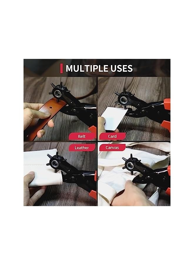 PROMASS Revolving Punch Plier Kit, Leather Hole Punch Set for Belts, Watch Bands, Straps, Dog Collars, Saddles, Shoes, Fabric, DIY Home or Craft Projects, Heavy Duty Rotary Puncher, Multi Hole Sizes Make  - Image 5