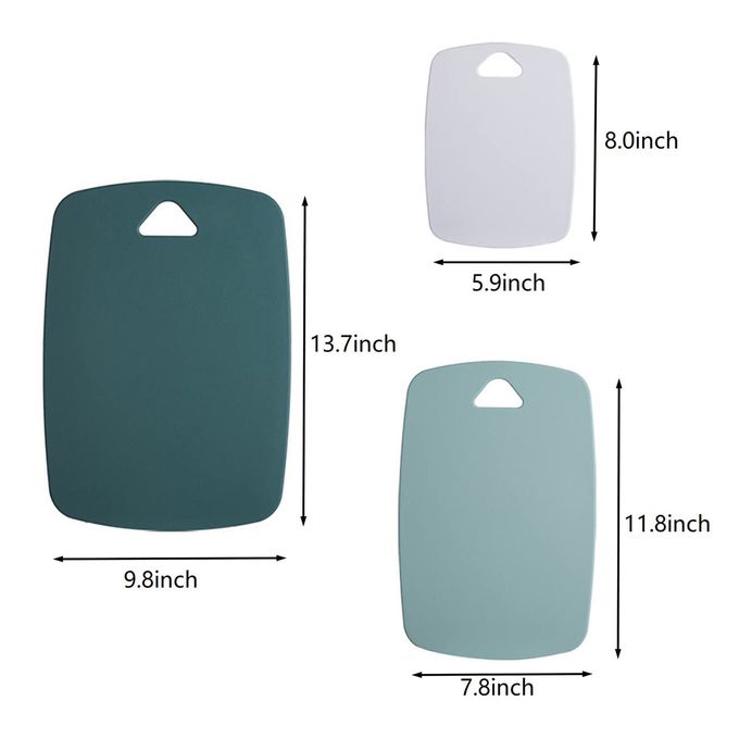 BanYakong Cutting Boards for Kitchen,Plastic Cutting Board Set of 3, Thick Chopping Boards for Meat, Veggies, Fruits, with Easy Grip Handle,Dishwasher Safe (Green, 3Pcs) - Image 3