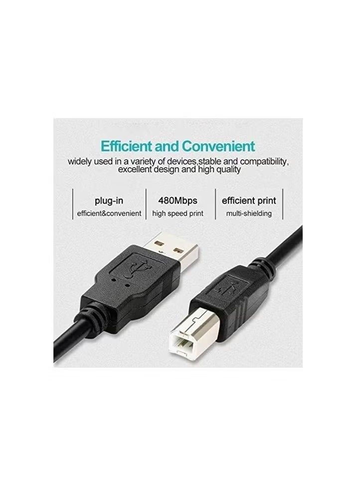 CIVORA USB 2.0 Printer Cable 3M (A-Male to B-Male) – High-Speed Scanner & Hard Drive Cord for HP, Canon, Epson, Brother, Samsung, Dell, Lexmark, Xerox Printers – Durable Black Cable for Piano & DAC Devices - Image 5