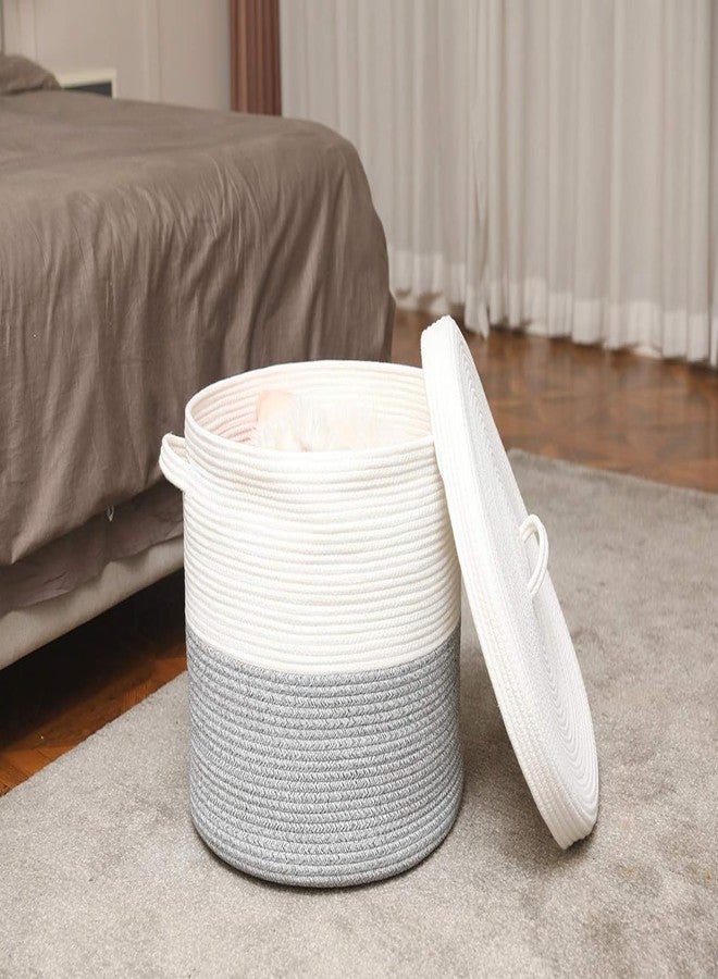 HOME FIESTA THE FIRST HOME DECOR Storage Basket with Lid, Cotton Rope Storage Baskets, Laundry Hamper, Toy Bin, for Toys Towels Blankets Storage in Living Room Baby Nursery (LD13) - Image 2