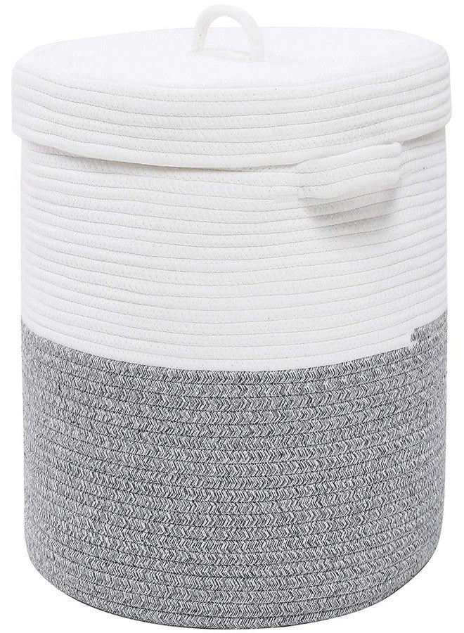 HOME FIESTA THE FIRST HOME DECOR Storage Basket with Lid, Cotton Rope Storage Baskets, Laundry Hamper, Toy Bin, for Toys Towels Blankets Storage in Living Room Baby Nursery (LD13) - Image 1