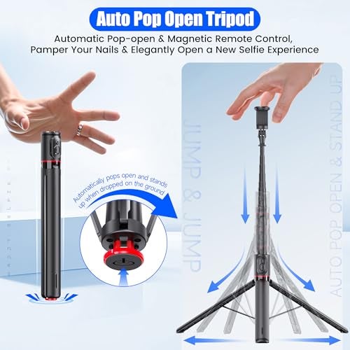 WeCool S7 Pro Long Selfie Stick with Tripod Stand 69"/177cm, 360 Degree Rotation Selfie Stick Tripod, Magnetic Remote with ABS+Aluminum Body, Auto Pop Open for Hands-Free Photo & Live Video Shoot - Image 2