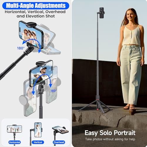 WeCool S7 Pro Long Selfie Stick with Tripod Stand 69"/177cm, 360 Degree Rotation Selfie Stick Tripod, Magnetic Remote with ABS+Aluminum Body, Auto Pop Open for Hands-Free Photo & Live Video Shoot - Image 5