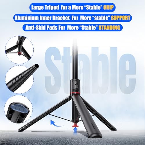 WeCool S7 Pro Long Selfie Stick with Tripod Stand 69"/177cm, 360 Degree Rotation Selfie Stick Tripod, Magnetic Remote with ABS+Aluminum Body, Auto Pop Open for Hands-Free Photo & Live Video Shoot - Image 3
