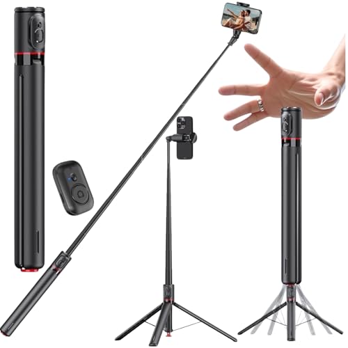 WeCool S7 Pro Long Selfie Stick with Tripod Stand 69"/177cm, 360 Degree Rotation Selfie Stick Tripod, Magnetic Remote with ABS+Aluminum Body, Auto Pop Open for Hands-Free Photo & Live Video Shoot - Image 1