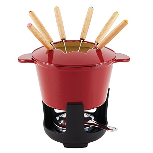 Rachael Ray Rachael Ray Cast Iron Fondue Pot Set 15 Quart Red 