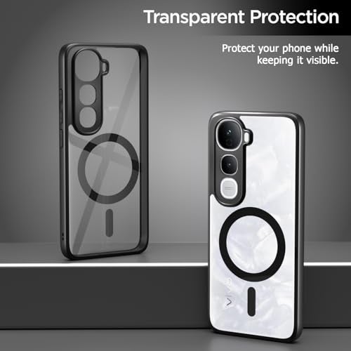 Pikkme Back Cover for Vivo Y400 5G Compatible with Mag-Safe | Shockproof Design | Hard Transparent Back Case (Black Mag-Safe) - Image 2
