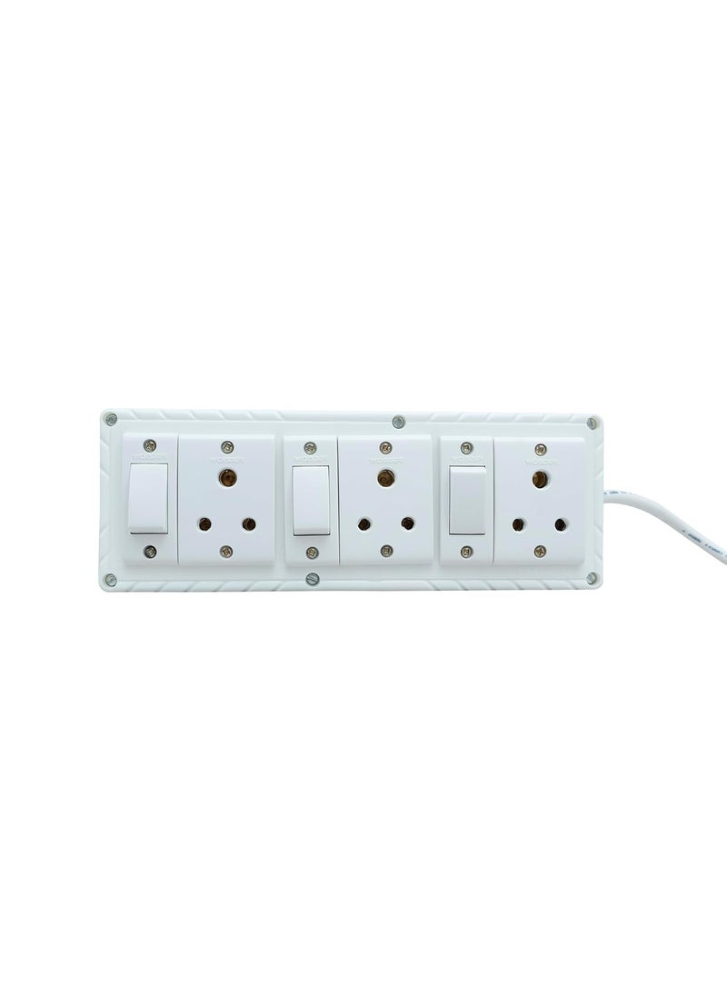 KERFORA KERFORA Extension Board with Individual Switches 6 Way Max Rating 1200W PVC White Pack of 1 240 Volts 20 Meter Cable  - Image 4