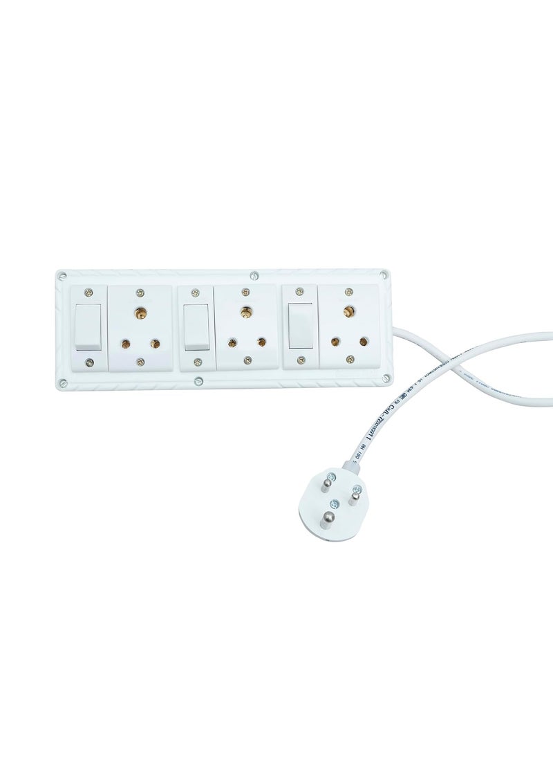 KERFORA KERFORA Extension Board with Individual Switches 6 Way Max Rating 1200W PVC White Pack of 1 240 Volts 20 Meter Cable  - Image 1