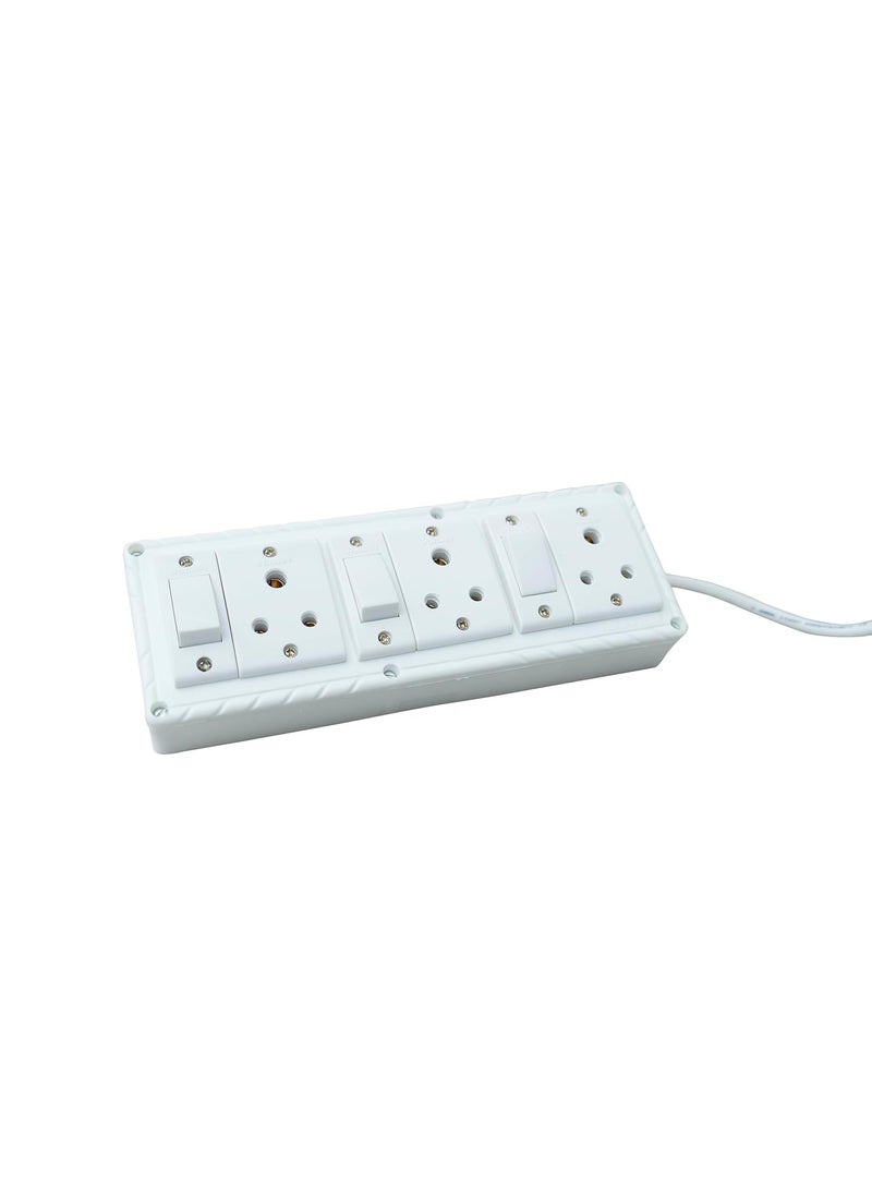 KERFORA KERFORA Extension Board with Individual Switches 6 Way Max Rating 1200W PVC White Pack of 1 240 Volts 20 Meter Cable  - Image 3