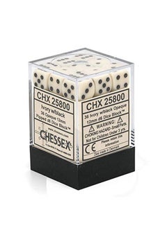 Chessex Chx25800 Diceopaque 36D6 Ivory/Black Set  - Image 4