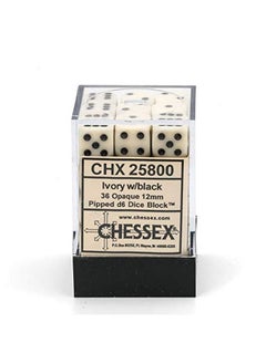 Chessex Chx25800 Diceopaque 36D6 Ivory/Black Set  - Image 5
