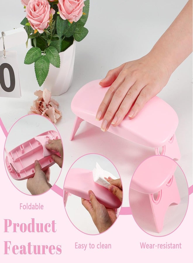 Huakaile Plastic Arm Rest for Nails Tech Pink, Foldable Manicure Hand Rest Stand Holder, Professional Nail Art Hand Pillow for Clients Table Desk Station Salon Supplies Accessories - Image 3