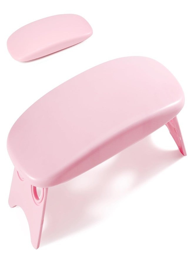 Huakaile Plastic Arm Rest for Nails Tech Pink, Foldable Manicure Hand Rest Stand Holder, Professional Nail Art Hand Pillow for Clients Table Desk Station Salon Supplies Accessories - Image 1