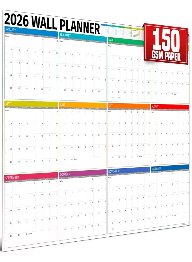 Hambli Wall Planner 2026 - Extra Large 33” x 24” Color Full Year Wall Calendar - 12 Month Planner 2026 Yearly Planner Wall Calendar Personalized Calendar 2026 - Boxes Edition - Image 1