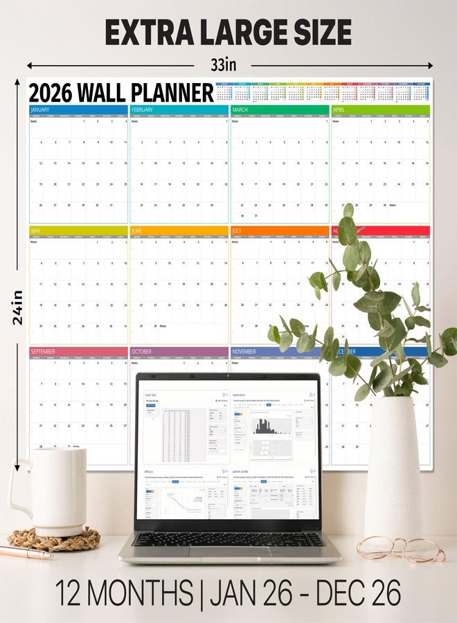 Hambli Wall Planner 2026 - Extra Large 33” x 24” Color Full Year Wall Calendar - 12 Month Planner 2026 Yearly Planner Wall Calendar Personalized Calendar 2026 - Boxes Edition - Image 4