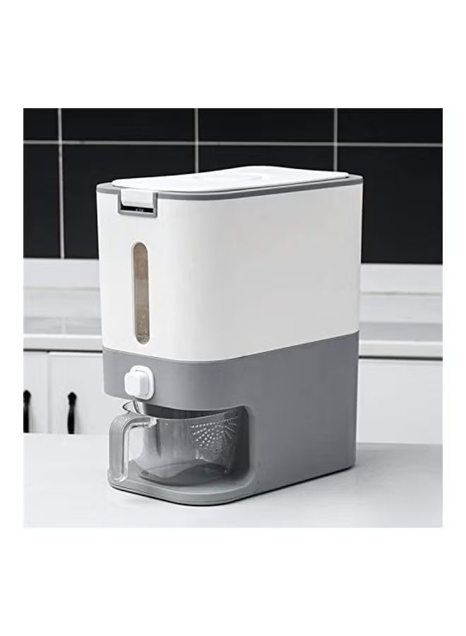 XiuWoo Rice Storage Automatic Box/Container - Large Sealed Kitchen Grain & Rice Dispenser with Lid, 12KG Gray - Image 4