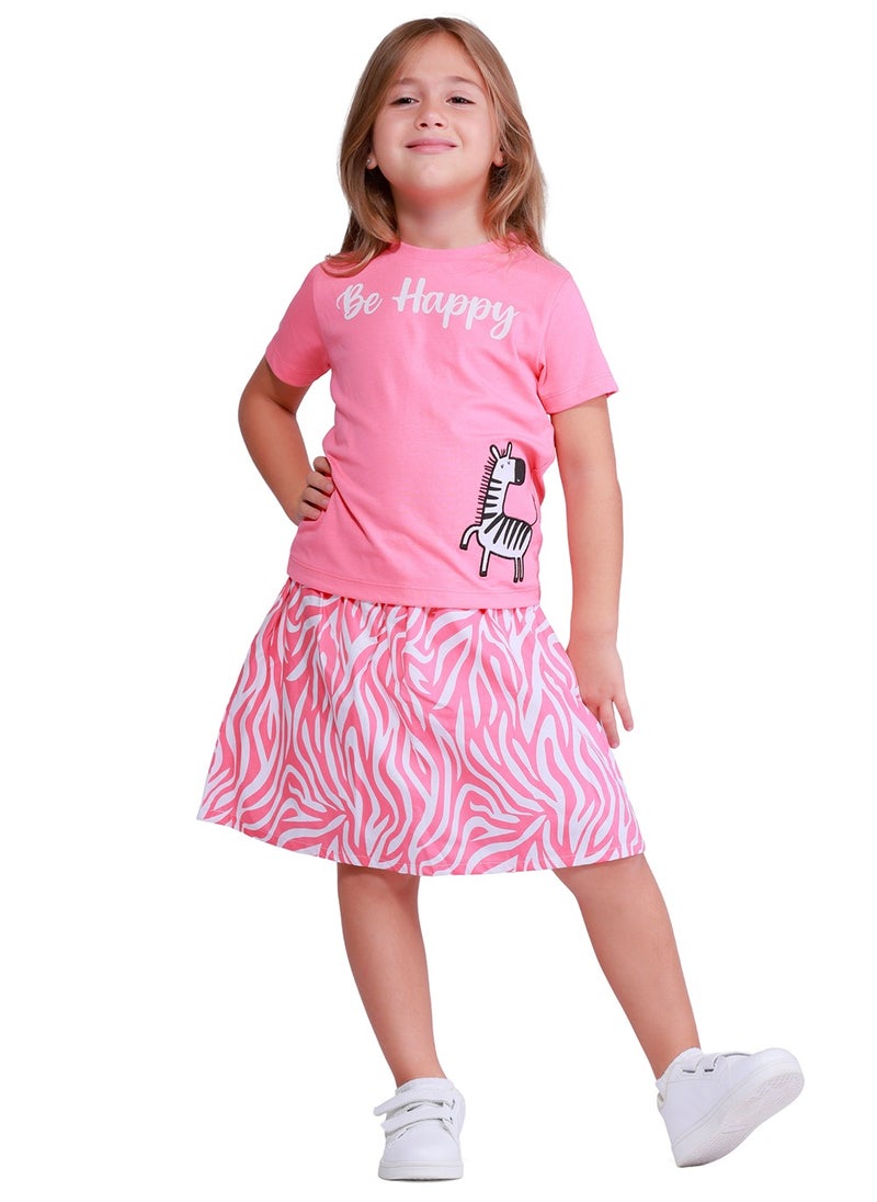 nuego Nuego Fashion Kids Girl Skirt & Top Woven Printed Set 100% Pure Cotton, Comfortable and Eco Friendly Age 2 - 7 Years  - Image 1