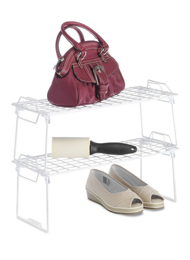 Whitmor Wire Grid Stacking Shelf Medium, 7"D x 18"W x 7"H, White - Image 3
