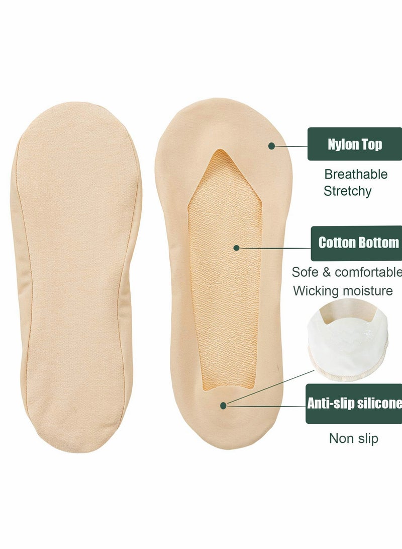 KASTWAVE Women Thin Socks Ice silk skin tone Cotton Nylon Low Cut Liner Non Slip hidden Invisible for Flats Boat Sneaker Womens No Show 2 Pack Skin Tone Black - Image 3