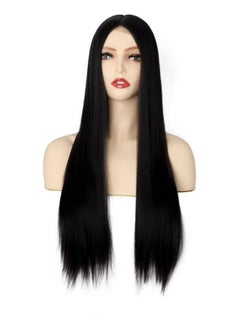 Y&D Lace Front Wig Long Straight Hair Black Color Wigs Glueless Heat Resistant Fiber Synthetic for Fashion Women Daily Party  - Image 2