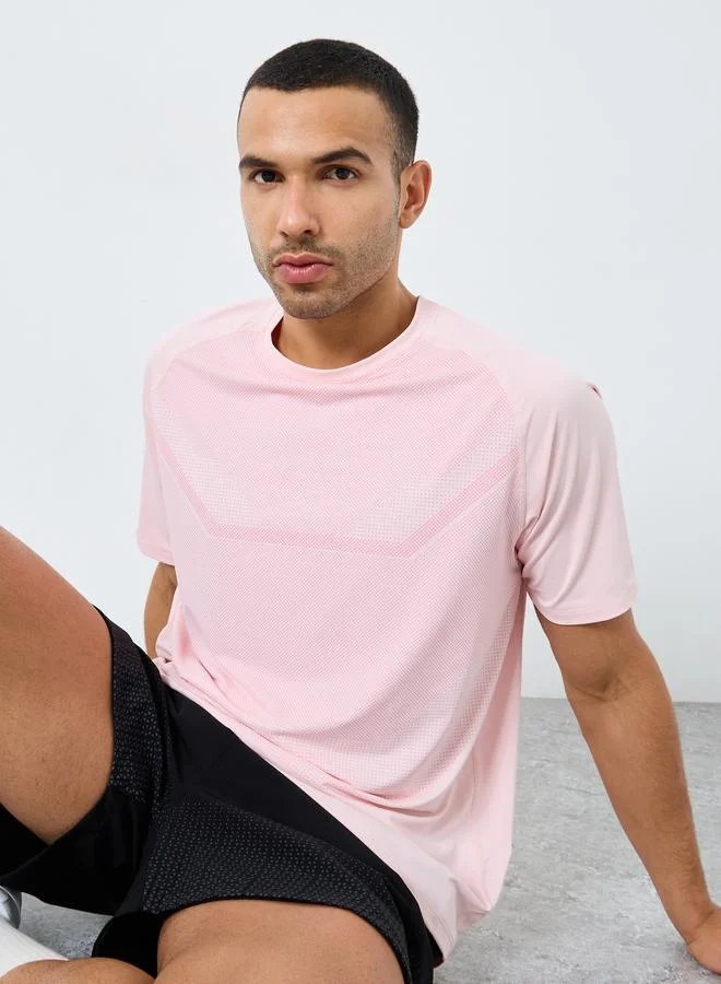 Styli Regular Fit Athleisure T-Shirt with Front Print Detailing