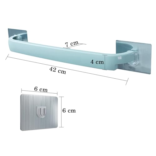 MEZON No Drill Needed Plastic Towel Holder Wall Mounted Rack Shelf Self-Adhesive Cloth Hanging Hanger Bathroom Tool Rack (Random Color) (2) - Image 2