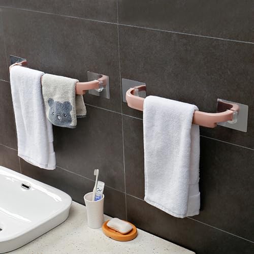 MEZON No Drill Needed Plastic Towel Holder Wall Mounted Rack Shelf Self-Adhesive Cloth Hanging Hanger Bathroom Tool Rack (Random Color) (2) - Image 4