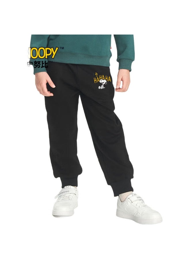 Snoopy Children'S Clothing, Boys' Pants, Spring And Autumn Sweatpants, Casual Sports Pants For Older Children, Big Smiles/Black, Size 110 - Image 2