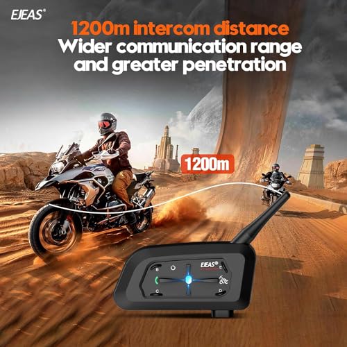 EJEAS V7 Motorcycle Helmet Bluetooth Intercom, Upgraded 2 Riders 1200M Helmet Bluetooth Headset Wireless Communication System with Noise Reduction/Auto-Answering/Waterproof/Quick Paring (1PC) - Image 3
