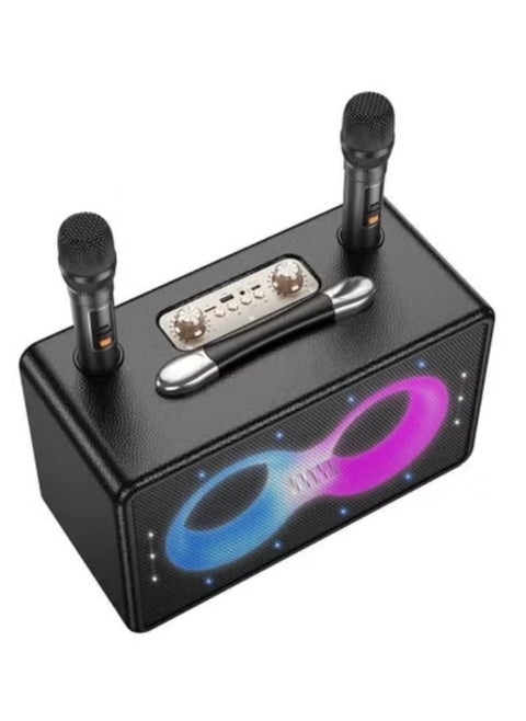 60W Portable Bluetooth Party Speaker with Dual 15W Full-Range Drivers, 5W Tweeter, Dual Wireless Microphones, RGB LED Lights | 2×3000mAh Battery | Fast USB-C Charging | AUX/USB/TF Card Input | Echo & Reverb Mic Effects | 8H Karaoke, 6H Music Play