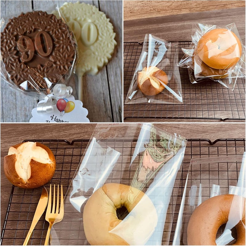 MIVIDE 1000PCS 55x67inch Self Sealing Cellophane Bags Clear Cookie Bags for Packaging Resealable Cellophane Bags Self Adhesive Plastic Sealing Bags for Cookies Bakery Gift Wrapping Candy - Image 4