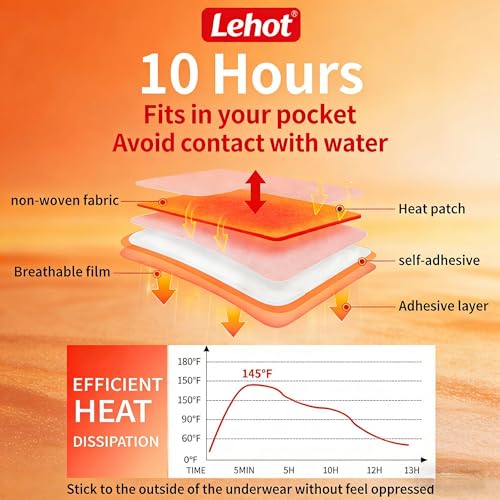 Lehot Hand Warmers - 40 Packs Hot Hands Disposable Heat Pad, Hot Hands Hand Warmers, Up to 10 Hours of Safe and Continuous Heat, Perfect for Camping, Outdoor Skiing, Fishing Ideal for Outdoors and Travel. - Image 3