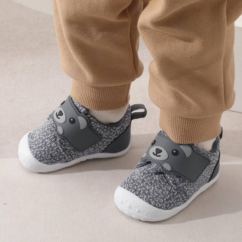FEETCITY Wide Infant Sneakers - Baby First Walking & Slip On Shoes, Lightweight Barefoot Shoes, Grey, 18-24 Months - Image 3