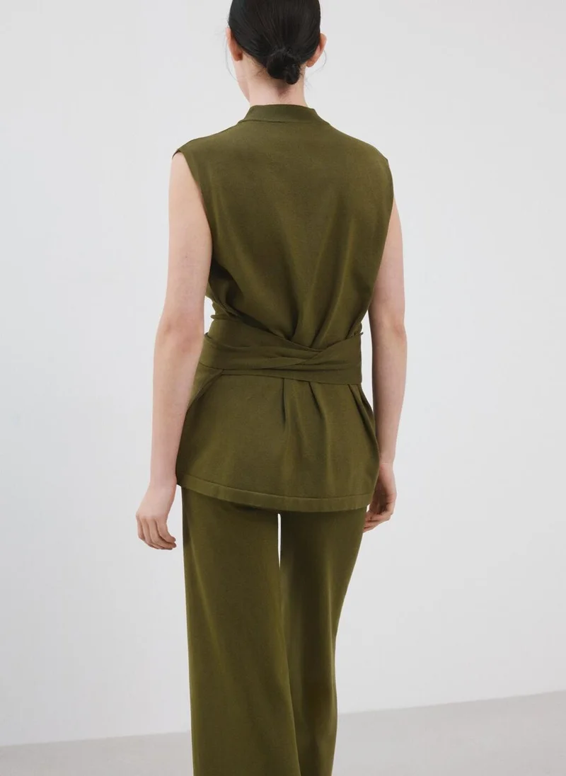 MANGO Belted knitted waistcoat